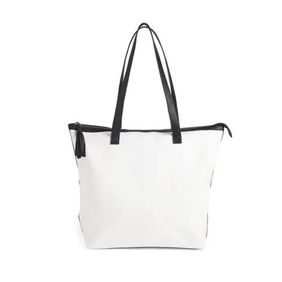 Walter Baker Day Tripper NWT Carly Bag Natural White Canvas • Vegan Leather Tote - Picture 3 of 6